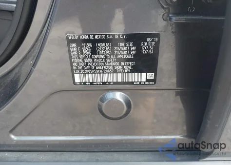 2019 Honda Hr-V Ex из США, поврежденный, VIN 3CZRU5H59KM720657